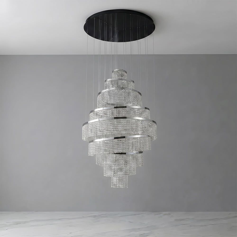 Almas Led Staircase Chandelier Adjustable 4Meter Chrome