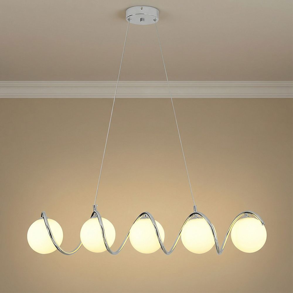 Opal Glass Chandelier - 70Cm Chrome