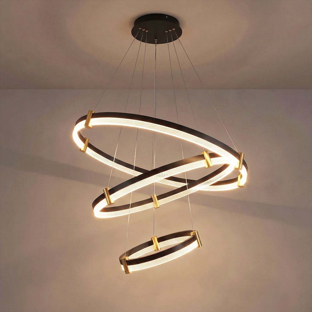 Cales Led Tired Chandelier 3 Color Dimmable With Adjustable Height & Shape - 80cm