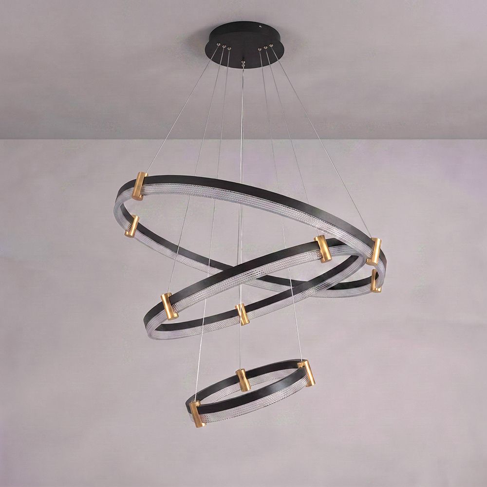 Cales Led Tired Chandelier 3 Color Dimmable With Adjustable Height & Shape - 80cm