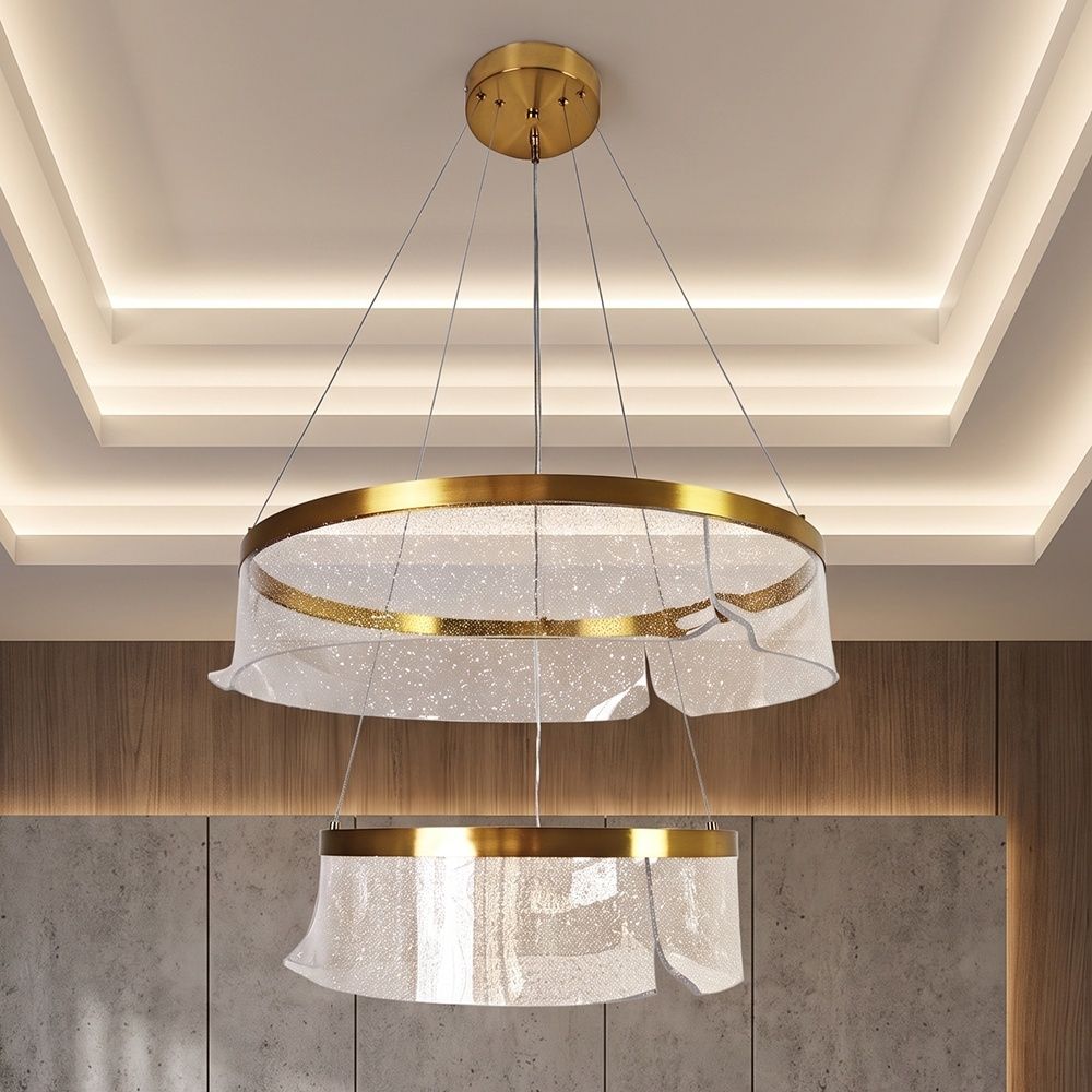 Rento Led Tired Chandelier 3 Color Dimmable Light - 60cm