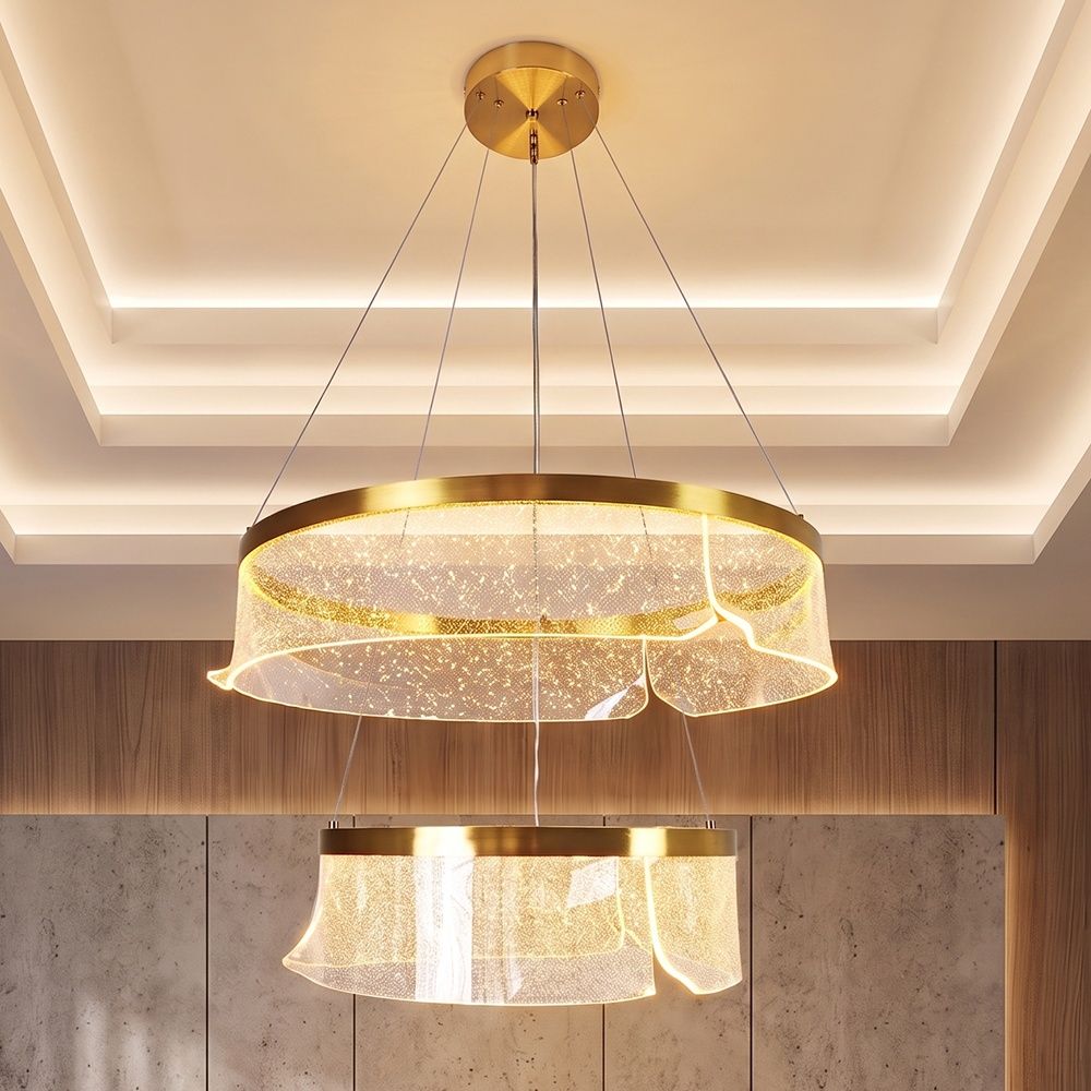 Rento Led Tired Chandelier 3 Color Dimmable Light - 60cm