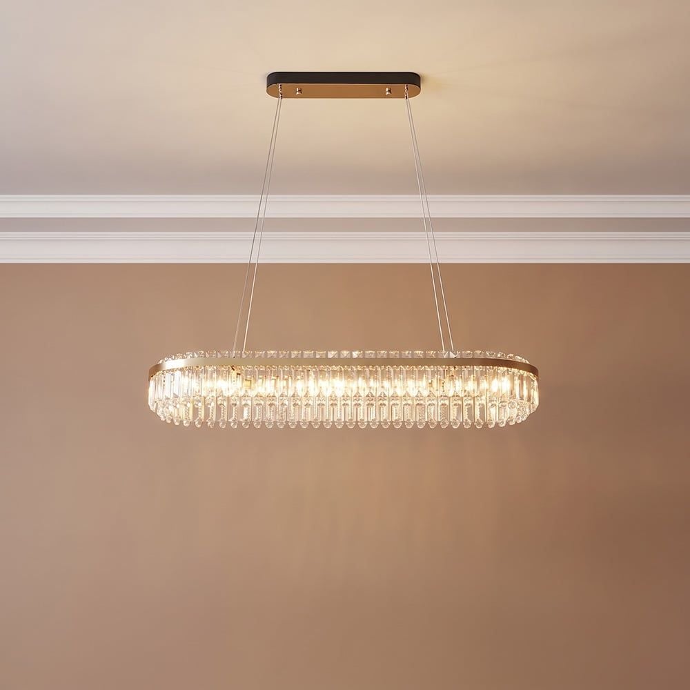 Zainab LED Crystal Chandelier 3-Color Dimmable Light 100cm-Gold