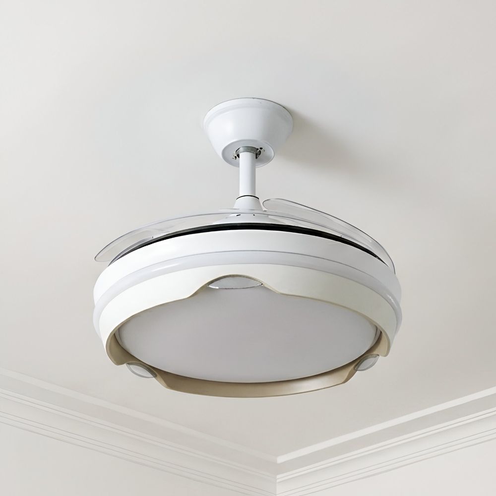 King LED Ceiling Fan Chandelier with  Remote Control - 3 Color Dimmable Light  - White