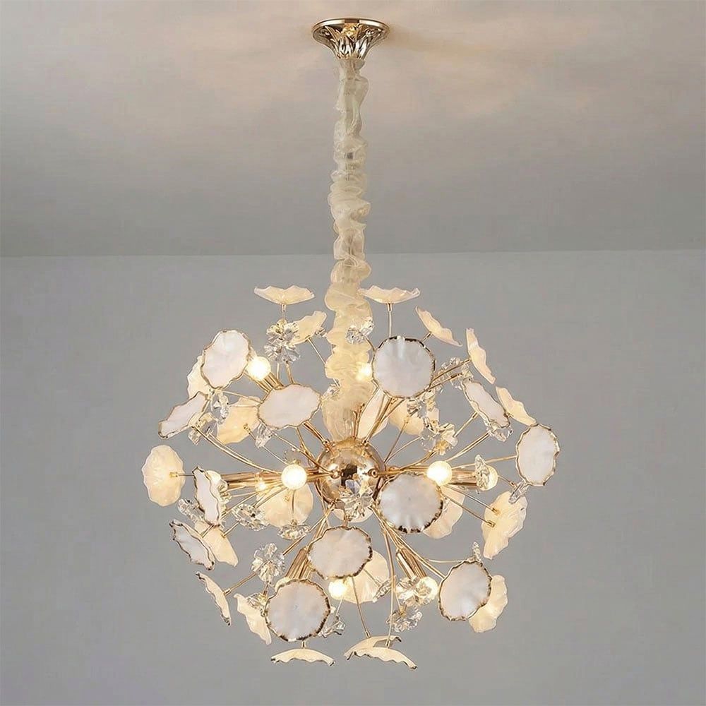 Roma Chandelier-Ceramic+Metal+Crystal-Golden-D60xH120xW60
