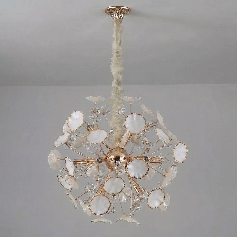 Roma Chandelier-Ceramic+Metal+Crystal-Golden-D60xH120xW60