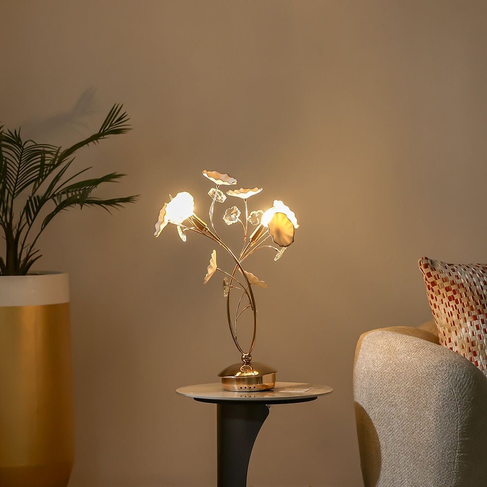 Roma Table Lamp Ceramic+Metal+Crystal D60 Xh120X W60 E14 Golden 7205-2T