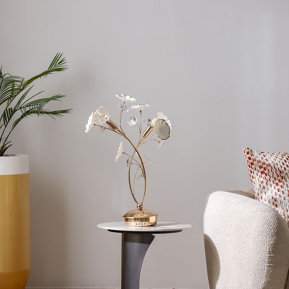 Roma Table Lamp Ceramic+Metal+Crystal D60 Xh120X W60 E14 Golden 7205-2T