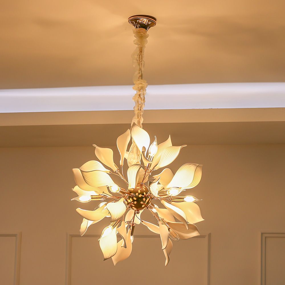 Cecilia Chandelier - Ceramic+Metal - D60 xH120x W60 - Golden 