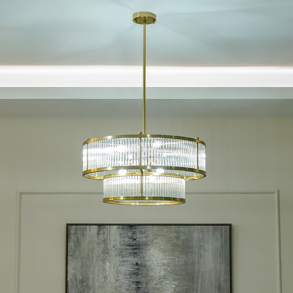 Camilia Chandelier - Metal Plated+Glass- Copper - D60xH29xH95 