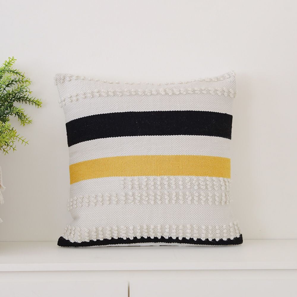 Yellow and hot sale white striped pillows