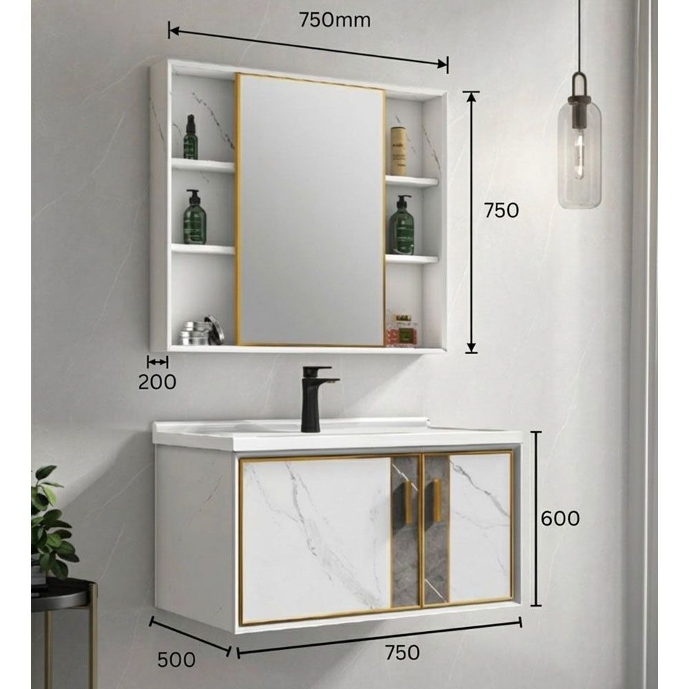 Vanity Set Basin Mirror KT9950 Plywood Melamine Basin - 800 X 470 Mirror - 760 x 660