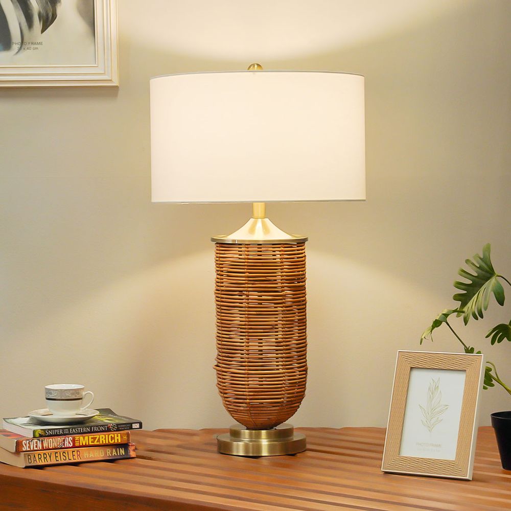 Rattan shop desk lamp