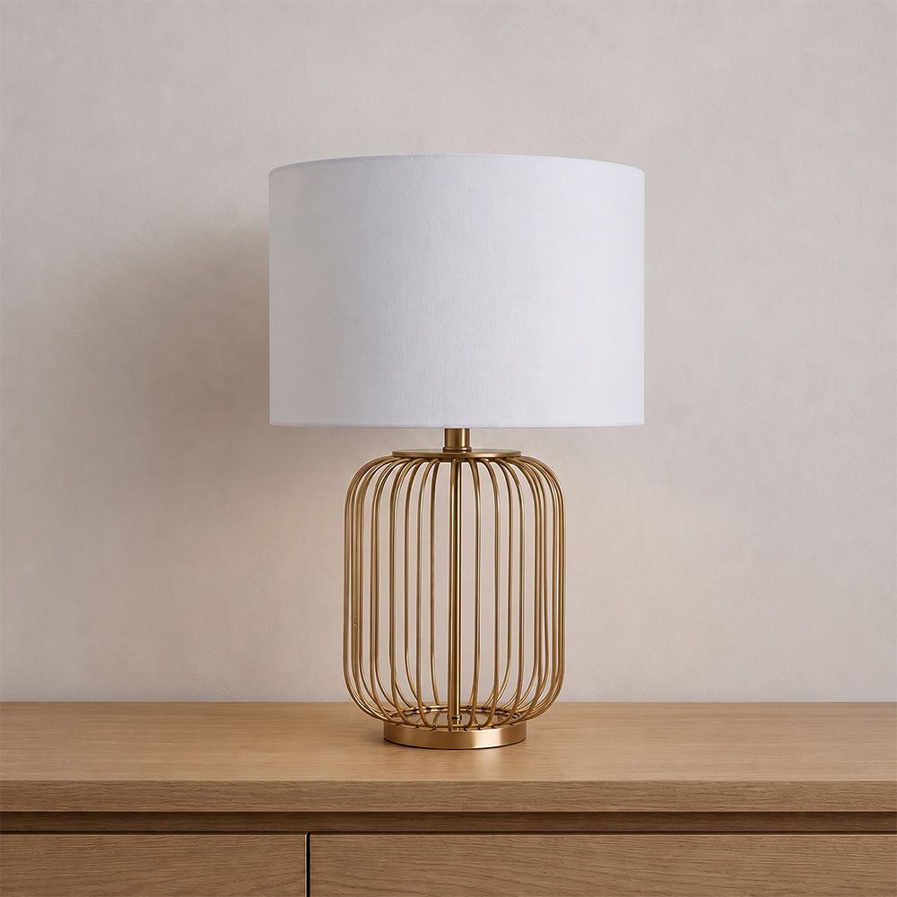 Jonathan Metal & Linen Table Lamp Copper