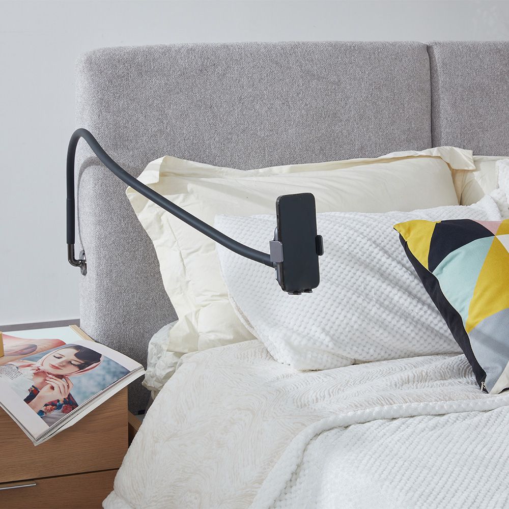 Float 180X200 Floating Bed With Mobile Holder & Wireless Charger-Natural Oak & Grey