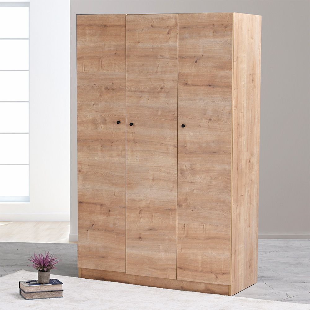 Buy Multipurpose 3-Door Tall Wardrobe with Deep & Thick Panels - Walnut ...