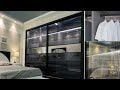 Onda Sliding Door Wardrobe w/ LED - Black 