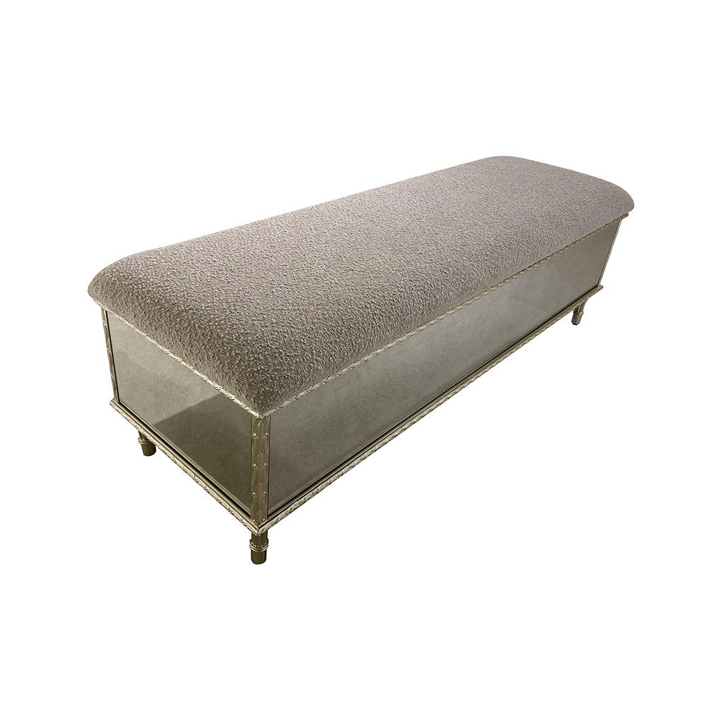 Renies Bed Bench with Storage - White / Gold