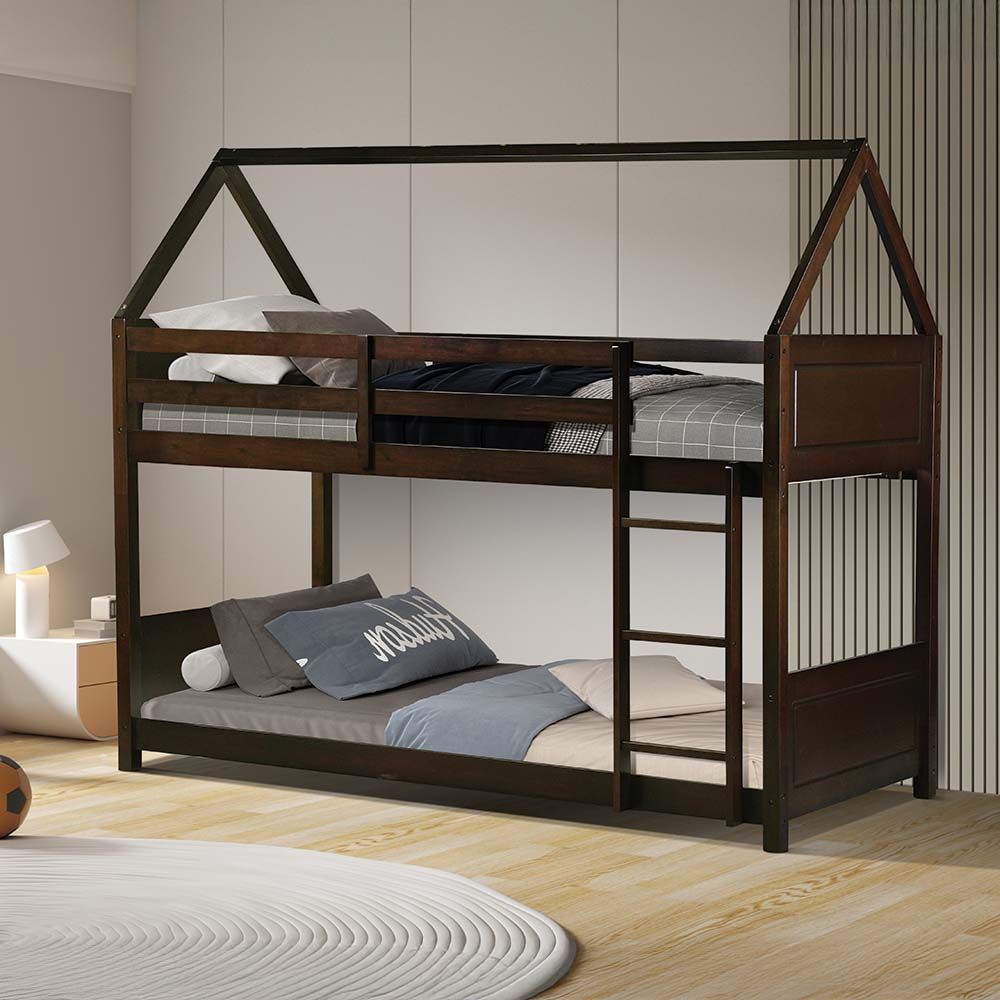 Derby House-V2 90x200 Solid Wood Bunk Bed-Espresso