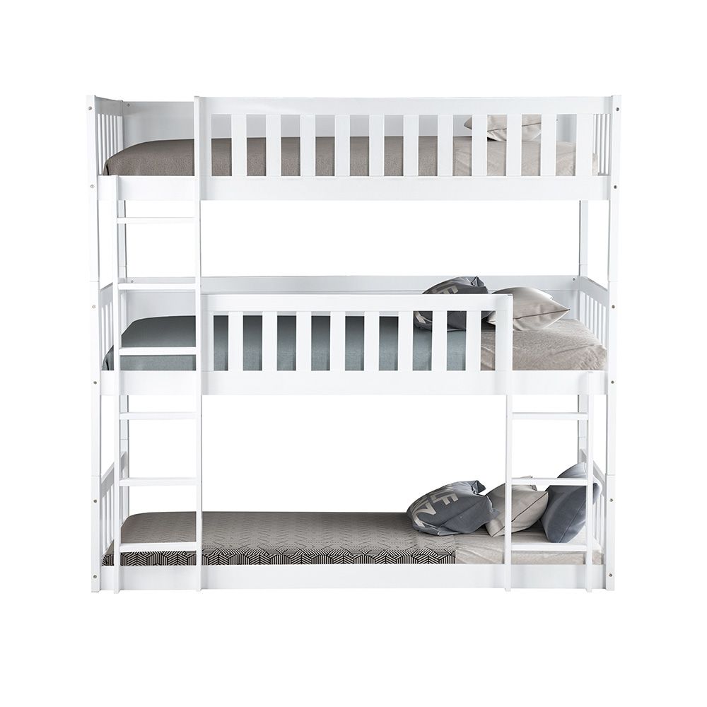 Derby Climber-V2 90x200 Solid Wood Triple Bunk Bed-White