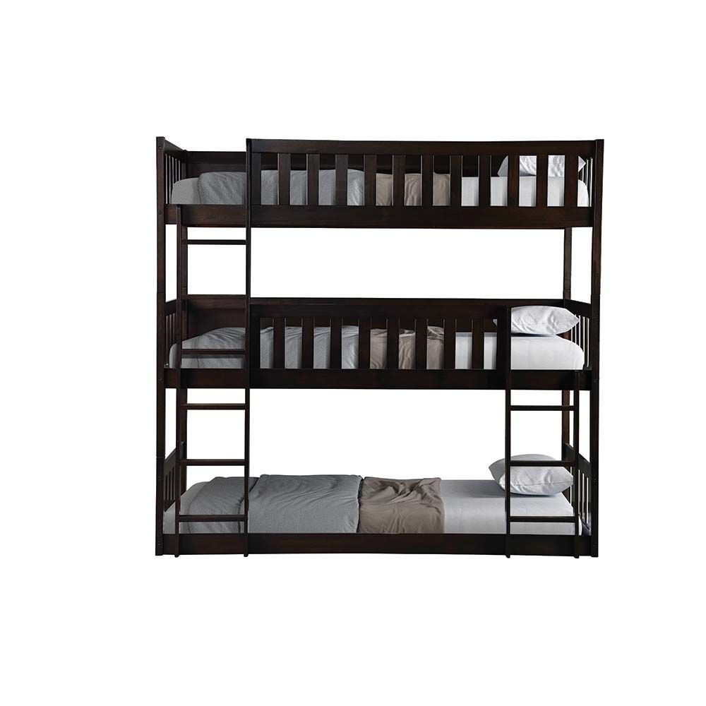 Derby Climber-V2 90x200 Solid Wood Triple Bunk Bed-Espresso