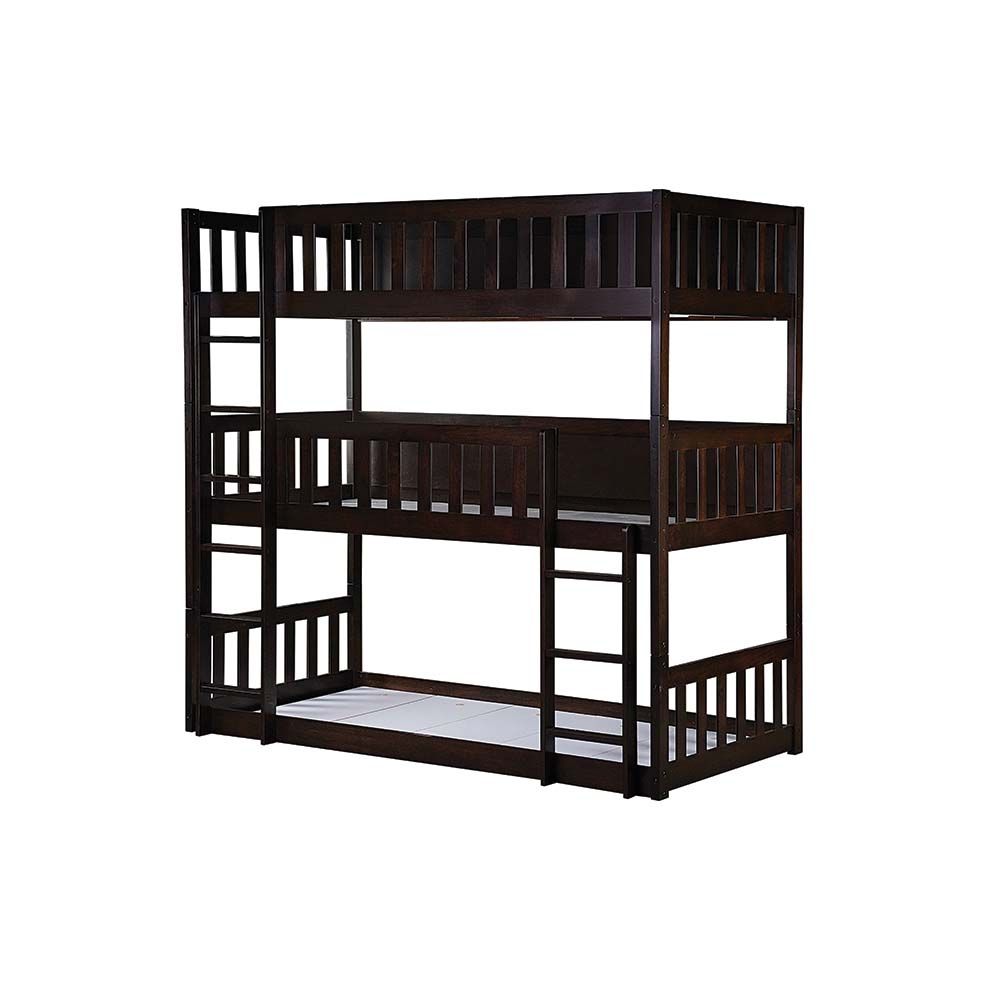 Derby Climber-V2 90x200 Solid Wood Triple Bunk Bed-Espresso