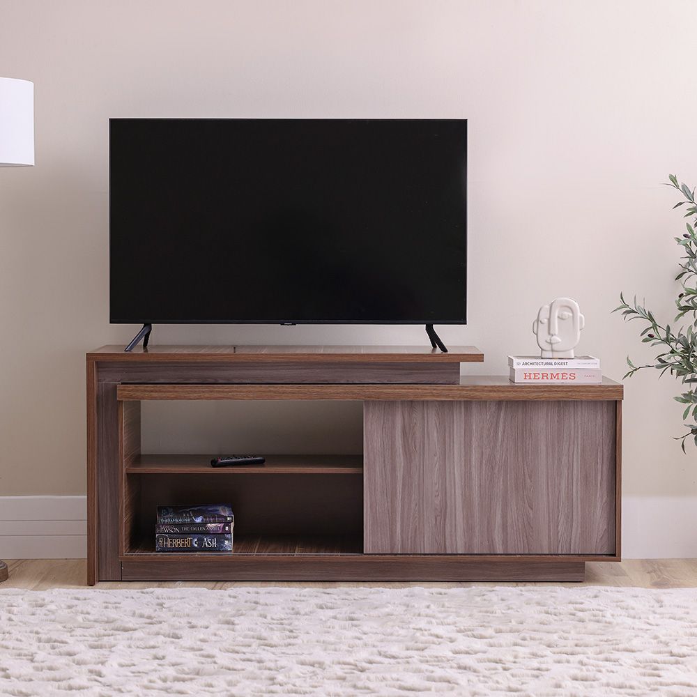 Lucia Tv Unit Extendable Top - Walnut/Oak - Up To 55 Inch