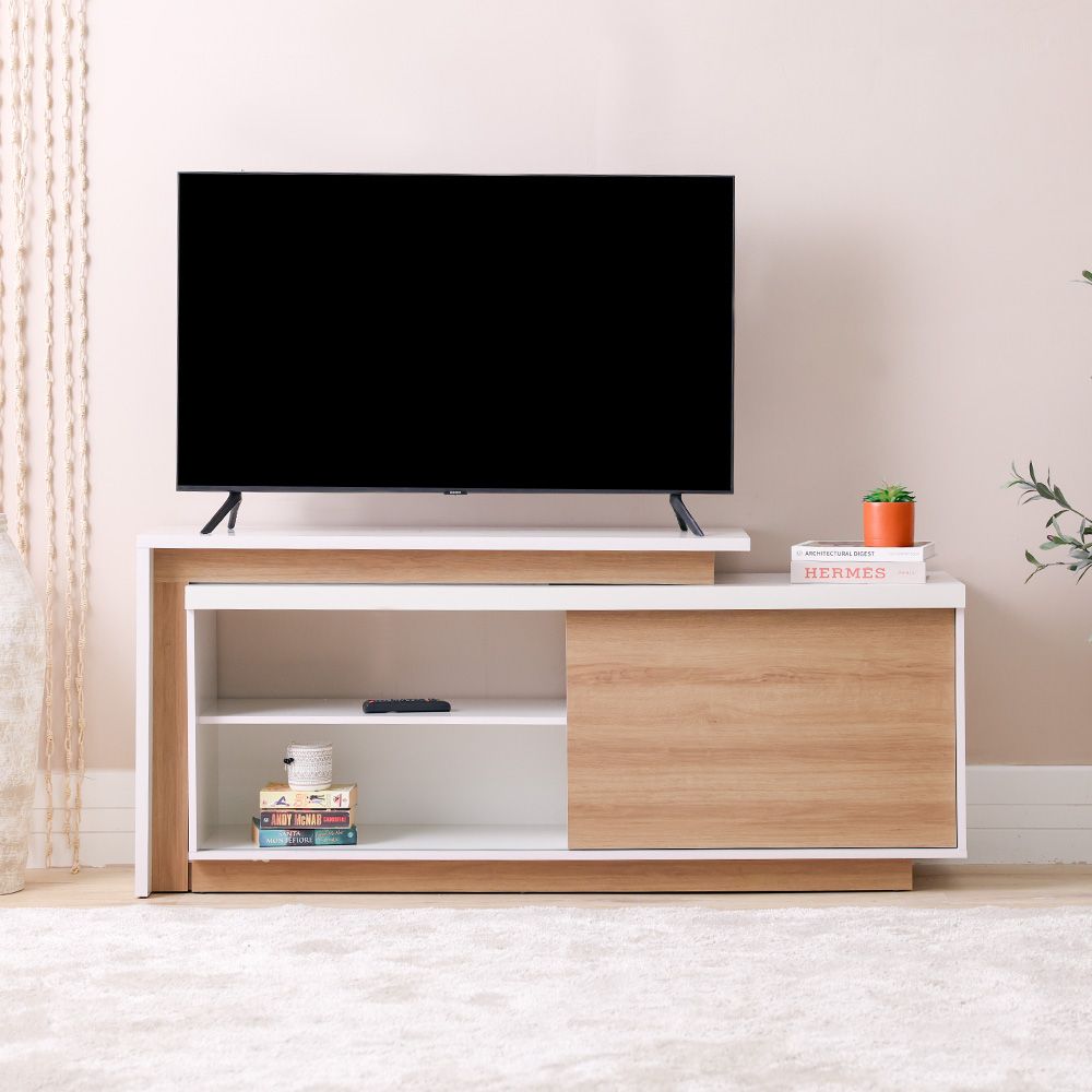 Lucia Tv Unit Extendable Top - Almond/Off White - Up To 55 Inch