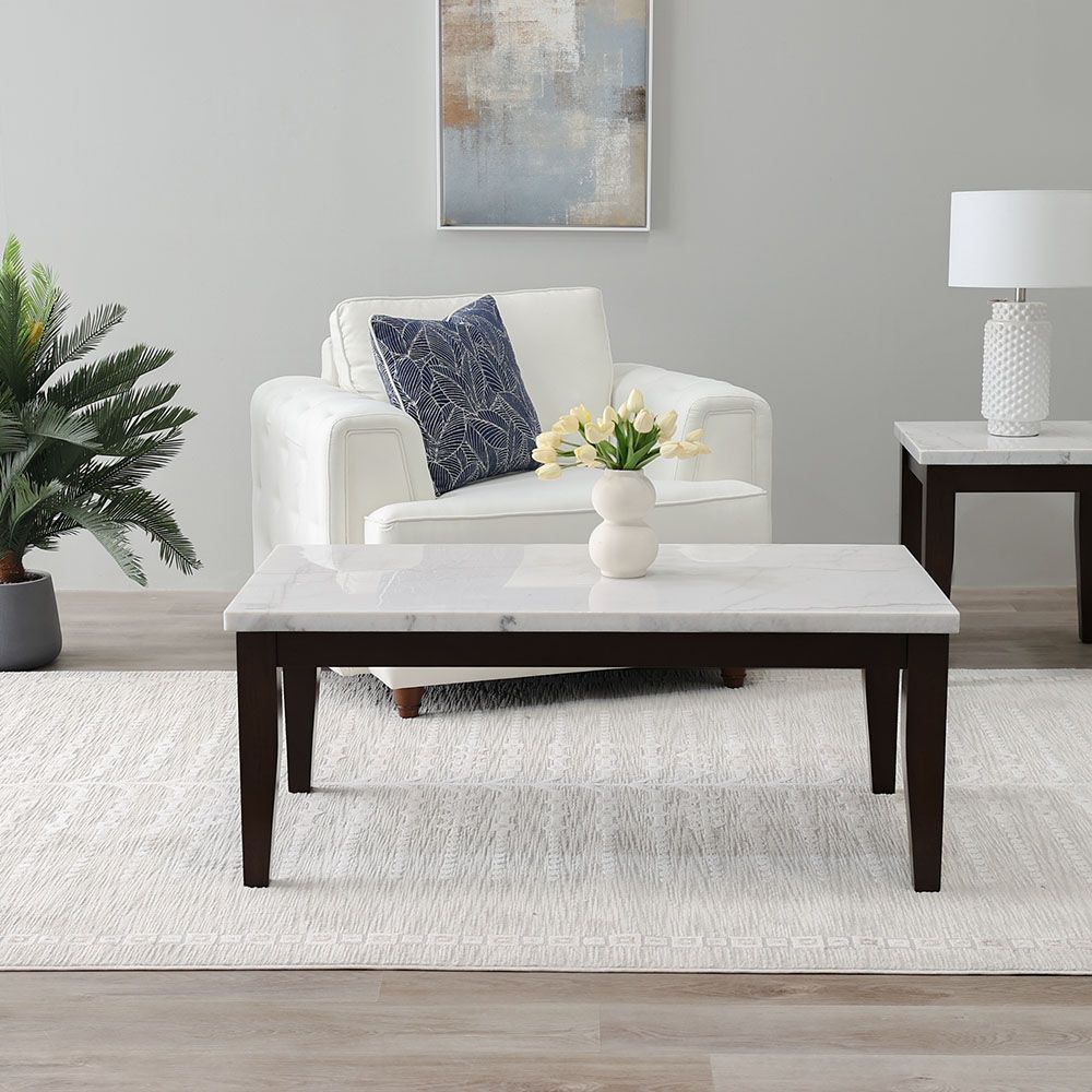 Shop Brody Marble Coffee Table White Dark Walnut Online