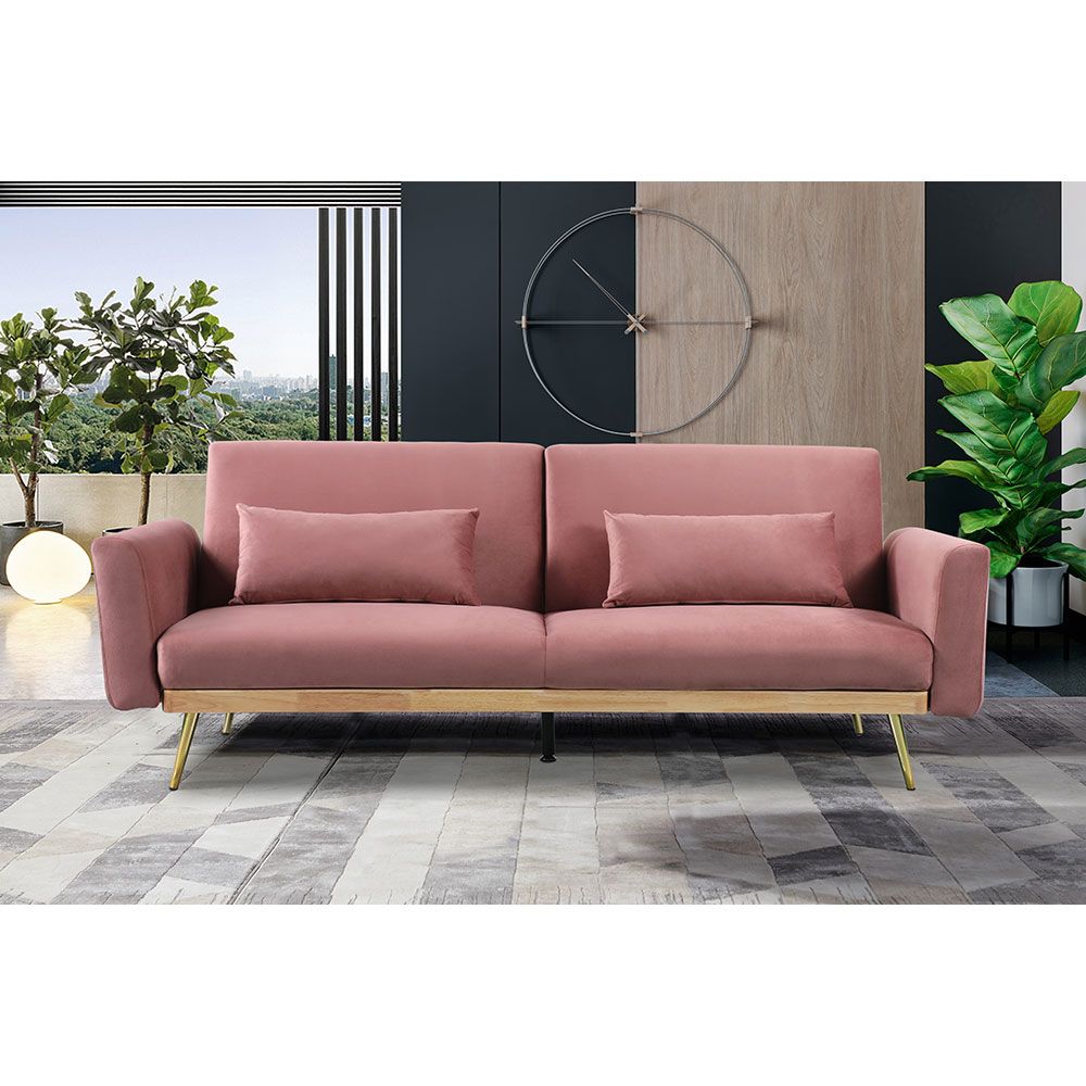 Buy Flare 2-Seater Fabric Sofa Bed - Dusty Pink - With 2-Year 