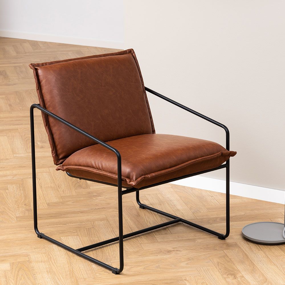 Buy Sheba Faux Leather Lounge Chair Retro Brown With 2 year Warranty Online Danube Home UAE