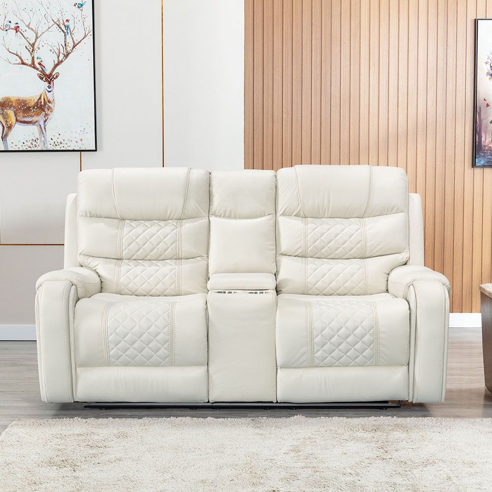 Beige reclining store sofa