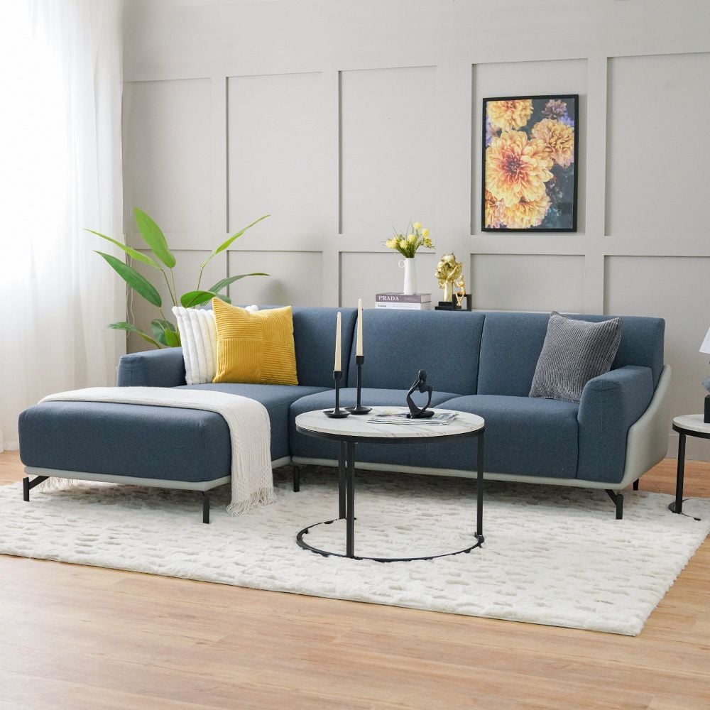 Buy Acama 3-Seater Left Corner Fabric Sofa - Teal/Grey - With 2-Year ...