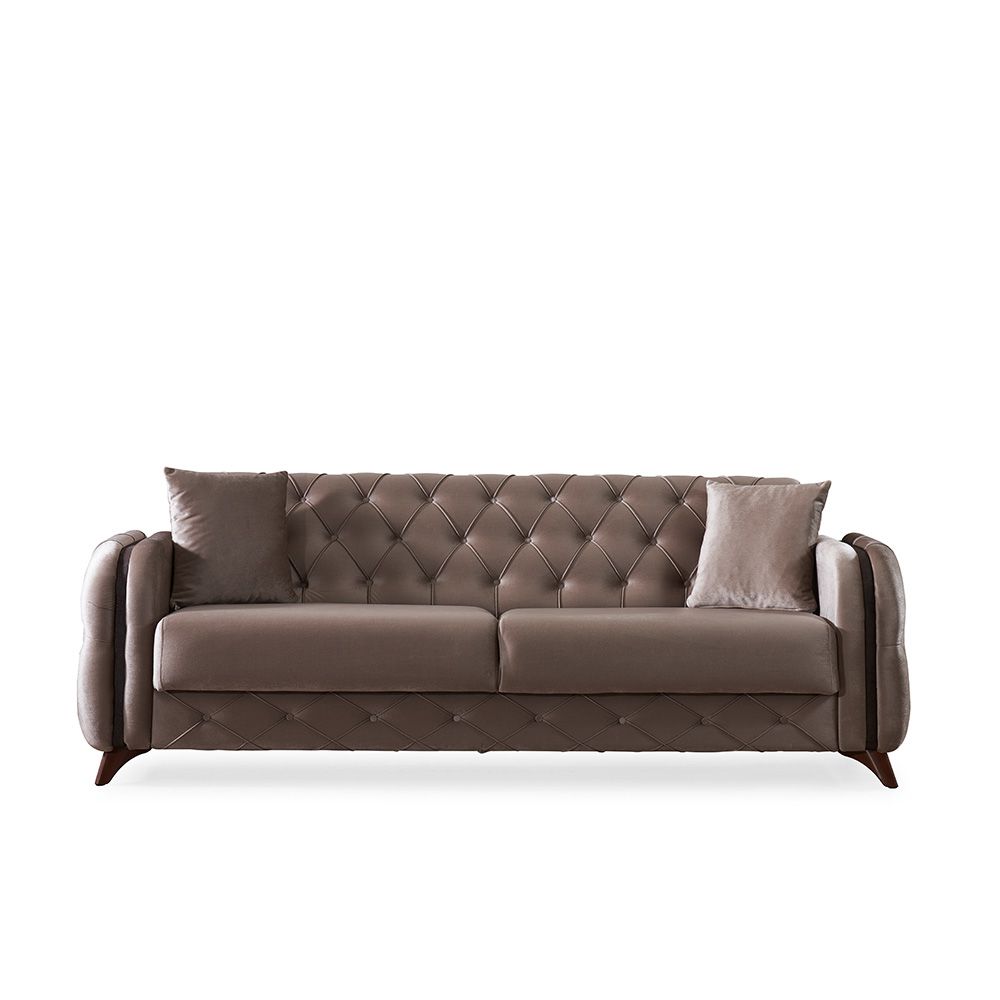 Rubicon 3-Seater Fabric Sofa - Light Brown - With 2-Year Warranty