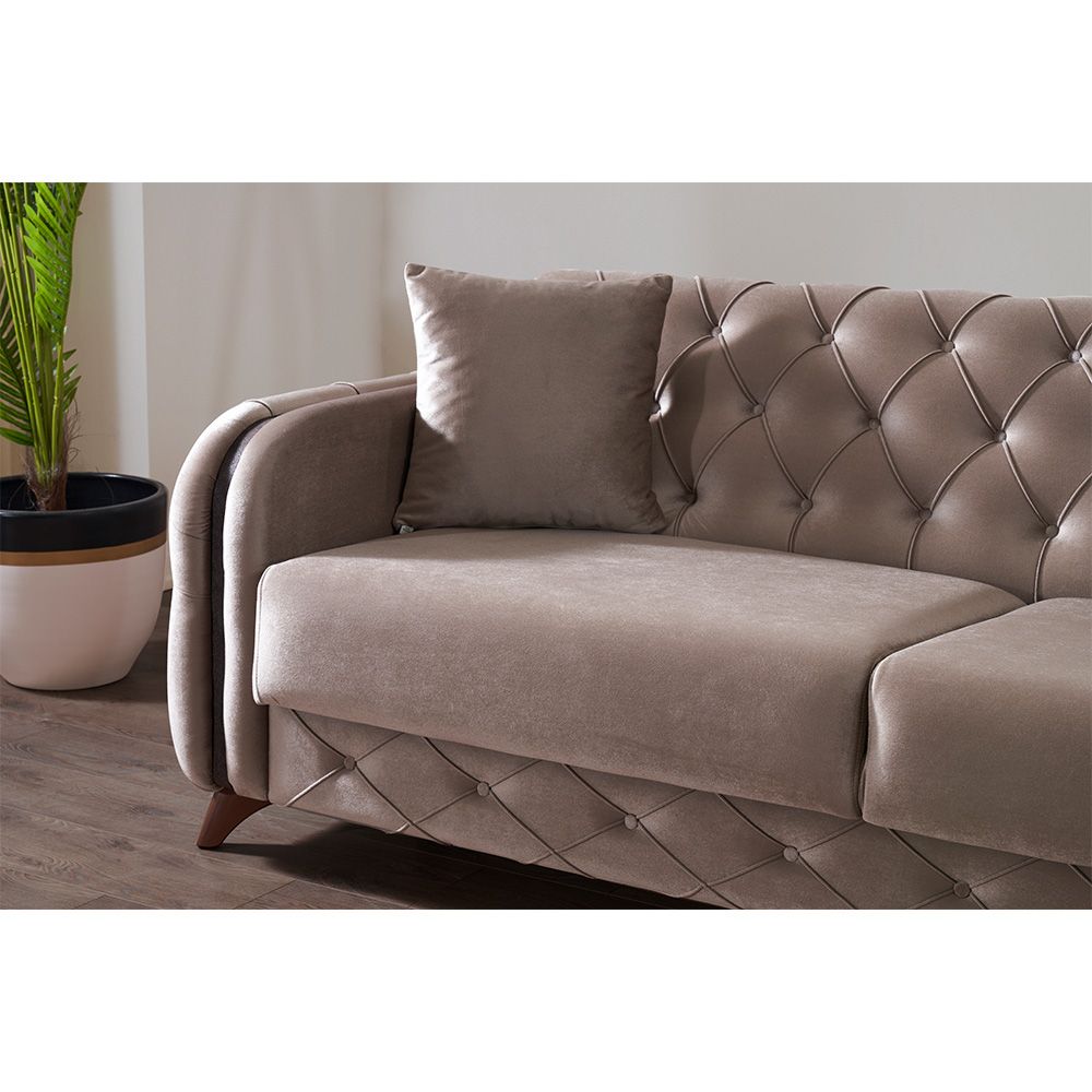 Rubicon 3-Seater Fabric Sofa - Light Brown - With 2-Year Warranty