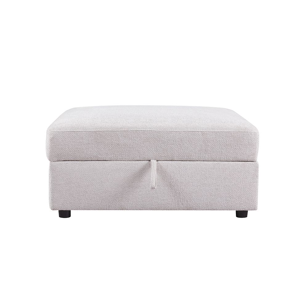 Odum Square Ottoman with Storage - Grey/White - With 2-Year Warranty 