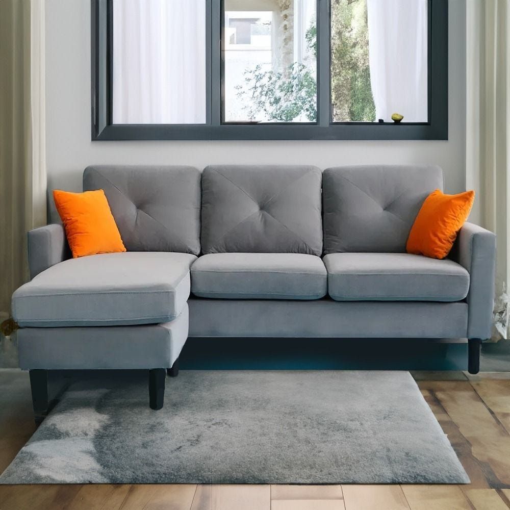 Corner sofa on sale grey fabric