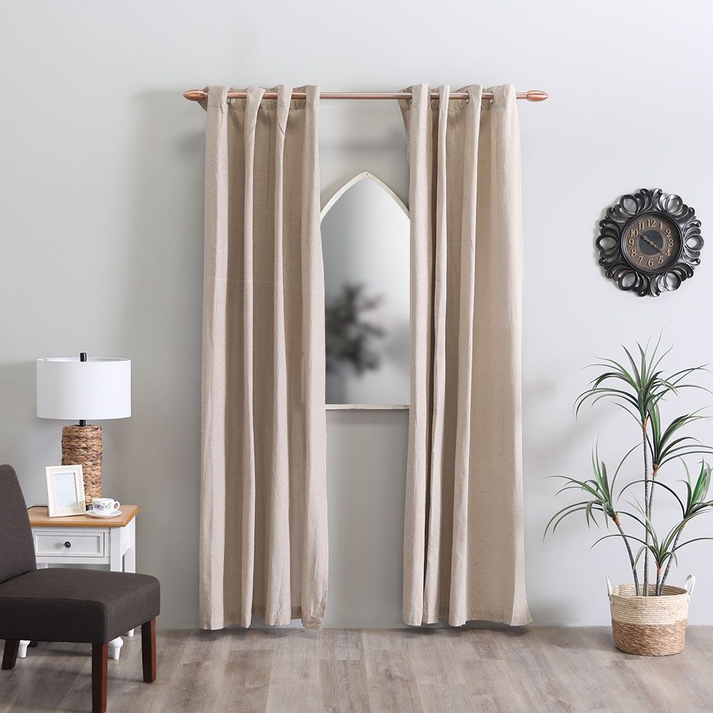 Sterling Solid Set Of 2-Piece Dim Out Curtains 140X240 Cm Beige