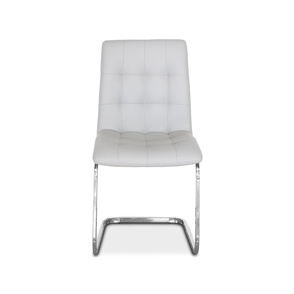 White faux leather dining shop chairs