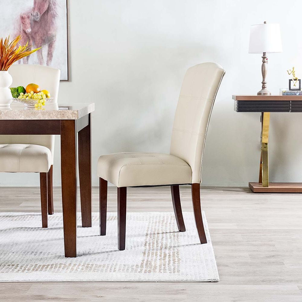 Cream leather dining chairs for sale hot sale