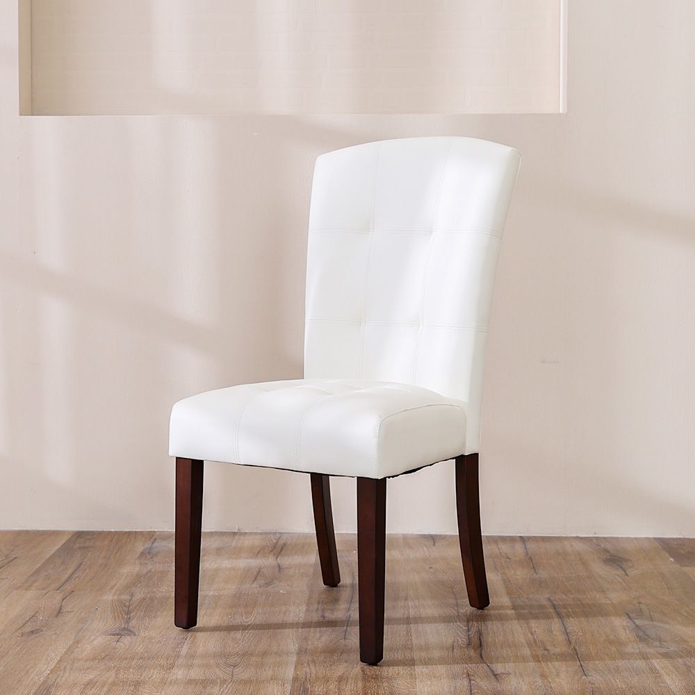 White faux leather dining shop chairs