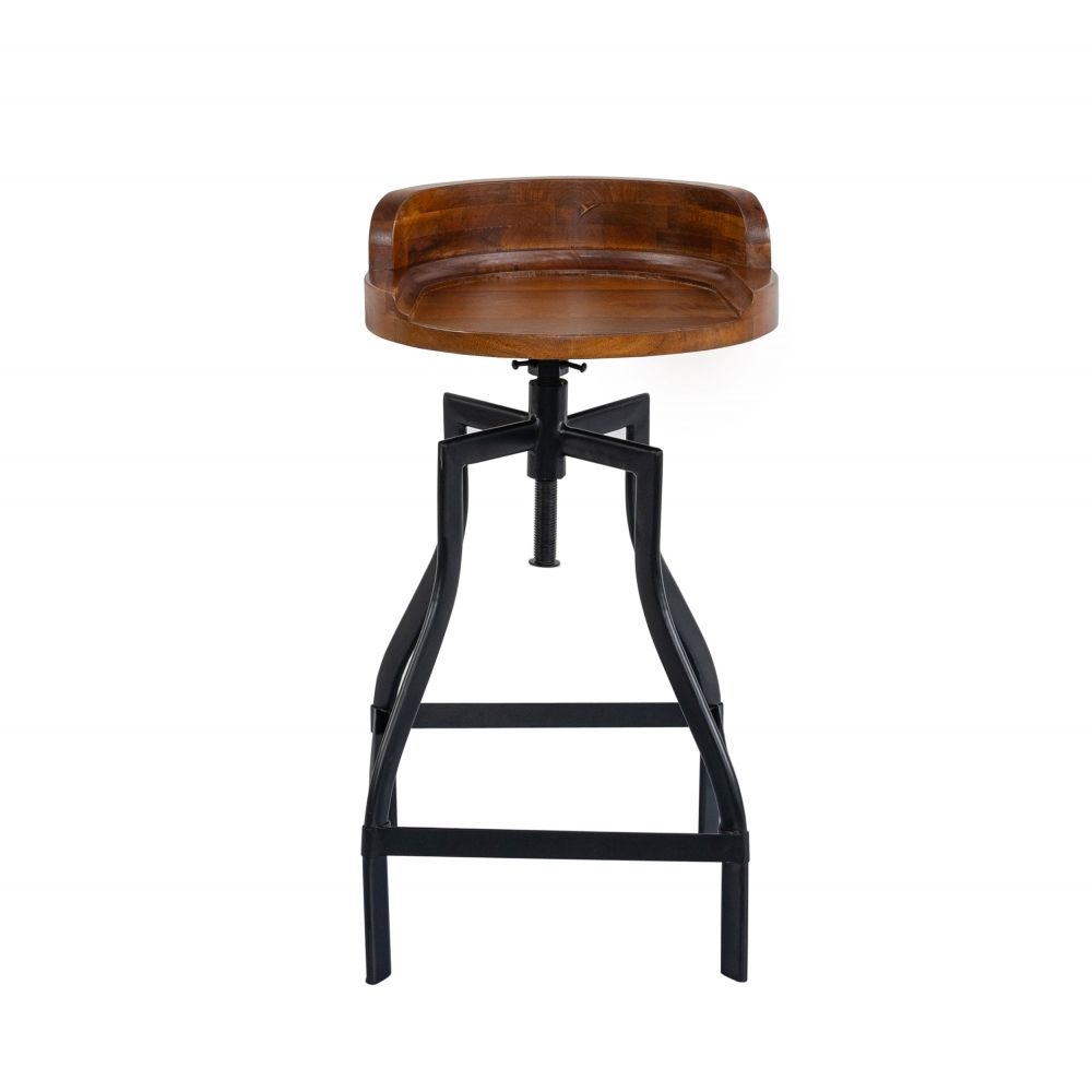 Buy Anya Round Bar Stool With Adjustable Height Walnut Black