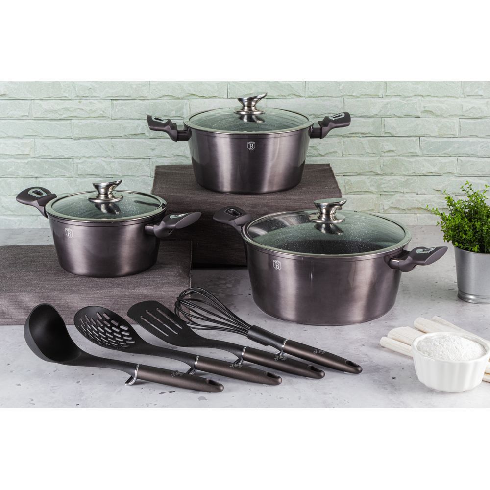 Buy Berlingerhaus Shallow Pot With Lid, 32 Cm,4.9L Metallic Line Carbon Pro Edition Online in