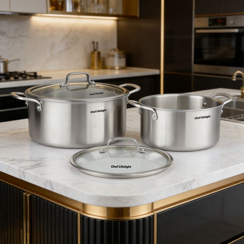 Chef's Delight  4-Piece Hammer Tri-ply Casserole Set -24,28CM