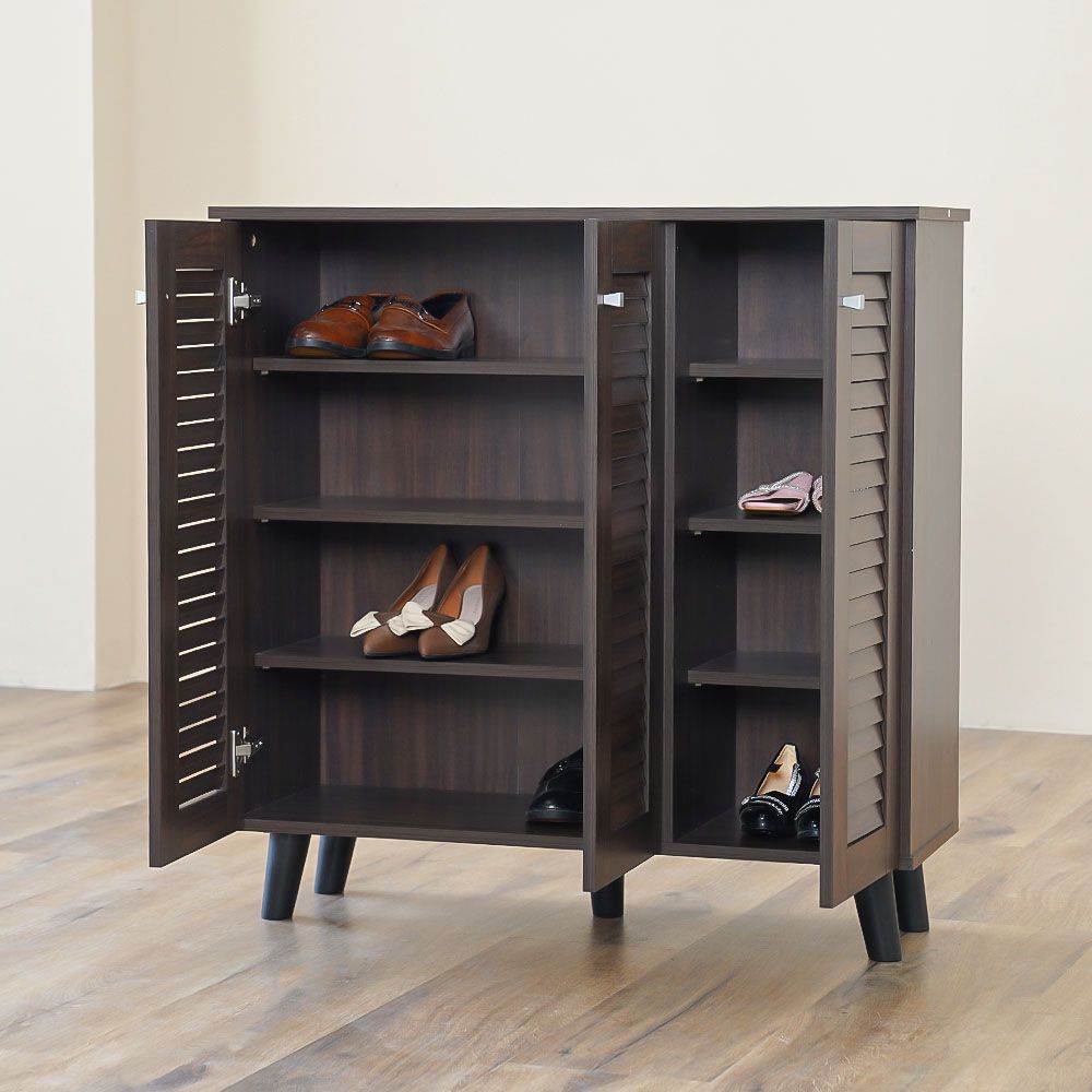 Alfa 3 Door Shoe Cabinet Walnut With 2 Year Warranty