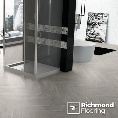 Parquet LP Rm SPC Herringbone- Silver 640Mm X 128Mm X 5.5Mm (0.819M2/ 10 Planks)