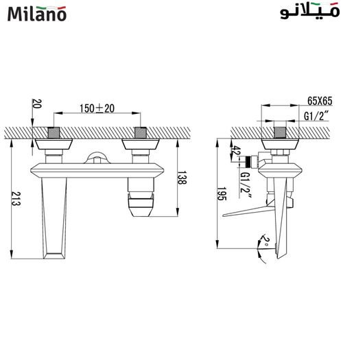 Milano Diamond Bath Shower Mixer Tap with Hand Shower