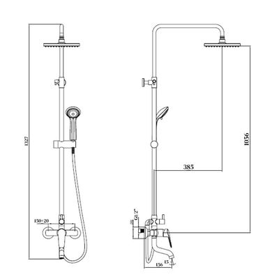 Milano Dallas Bath Shower with Rod & Rain Shower Complete Set