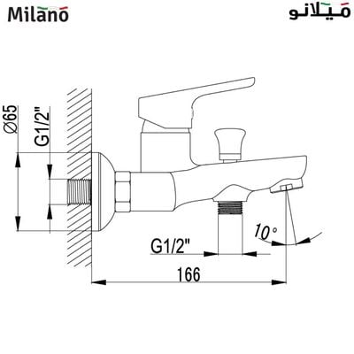 Milano Dallas Bath Shower Mixer Tap with Hand Shower