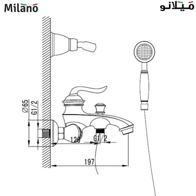 ميلانو فيونا - خلاط دش استحمام مع دش يدوي - ذهبي